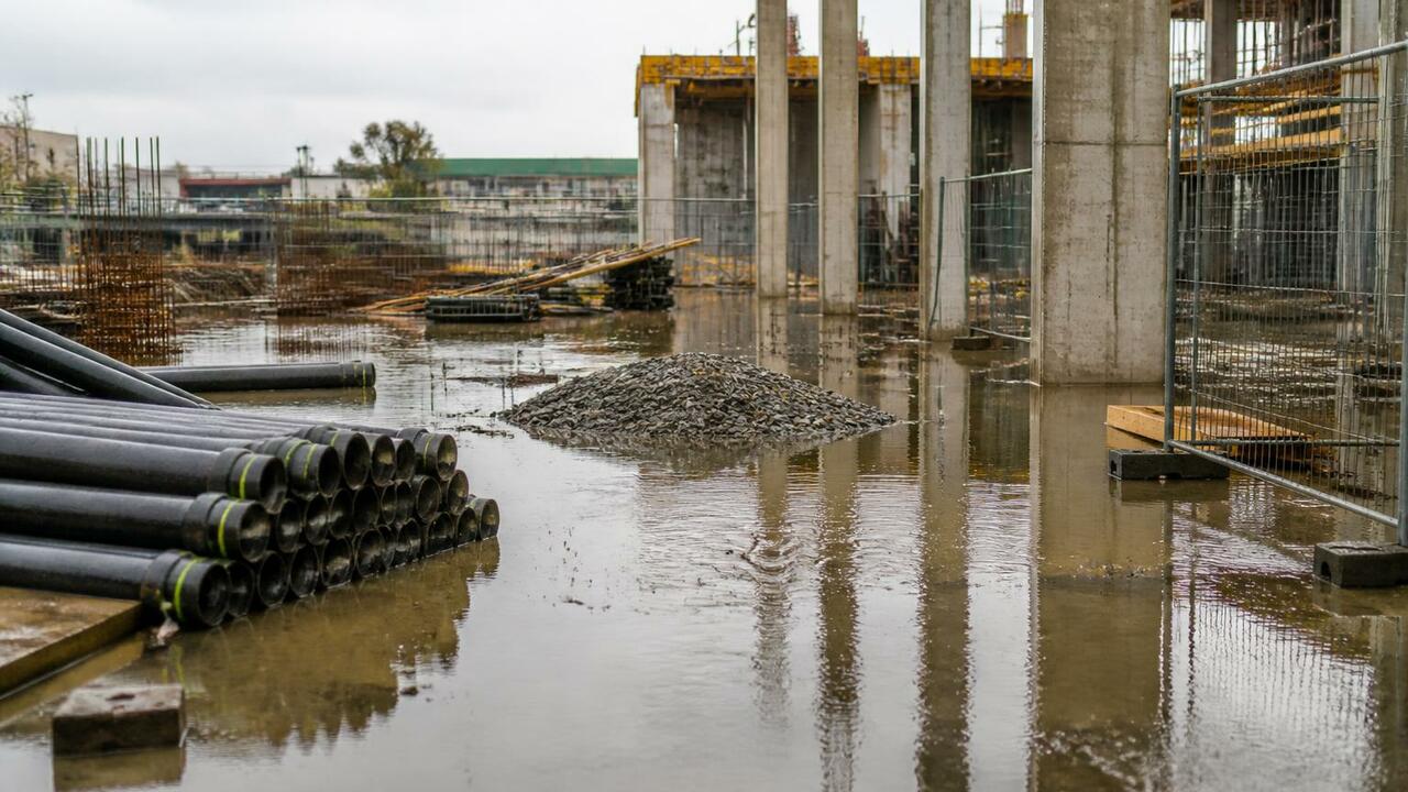 В Челябинске у стройки аквапарка прорвало водовод Потоп на стройке аквапарка в Челябинске: видео ...